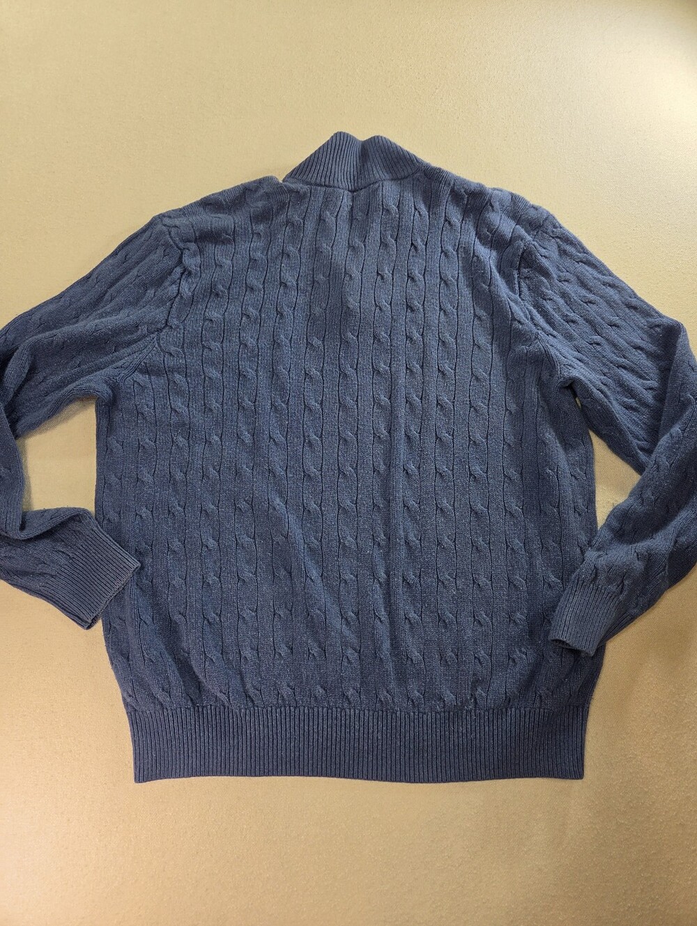 Polo Ralph Lauren XXL Blue Cable Knit 1/4 Zip Silk Sweater - Picture 7 of 7